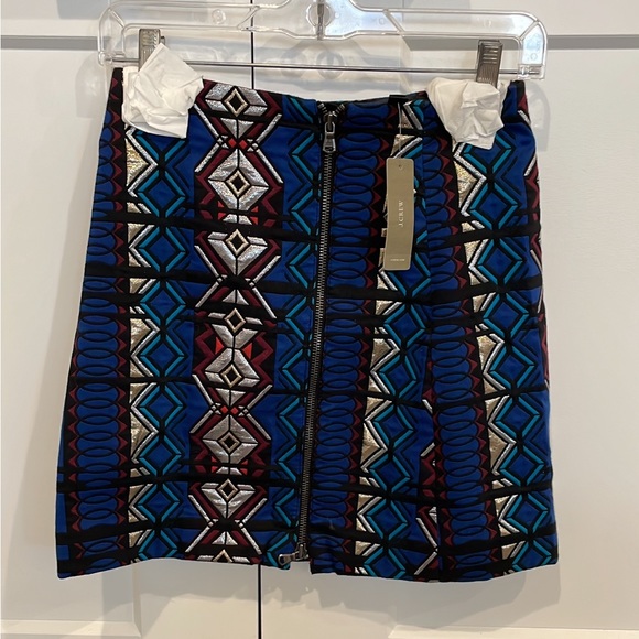 NWT J. Crew Windowpane Jacquard Front Zip Skirt 0P - Picture 4 of 5